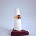 18k Yellow Gold Amethyst and .27ct Diamond Ring