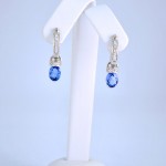 14k White Gold 2.2ct Tanzanite and .42ct Diamond Earrings