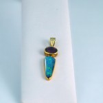 14k Yellow Gold One-of-a-Kind Boulder Opal, Pink Tourmaline & Diamond Pendant