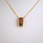Watermelon Tourmaline and Diamond pendant
